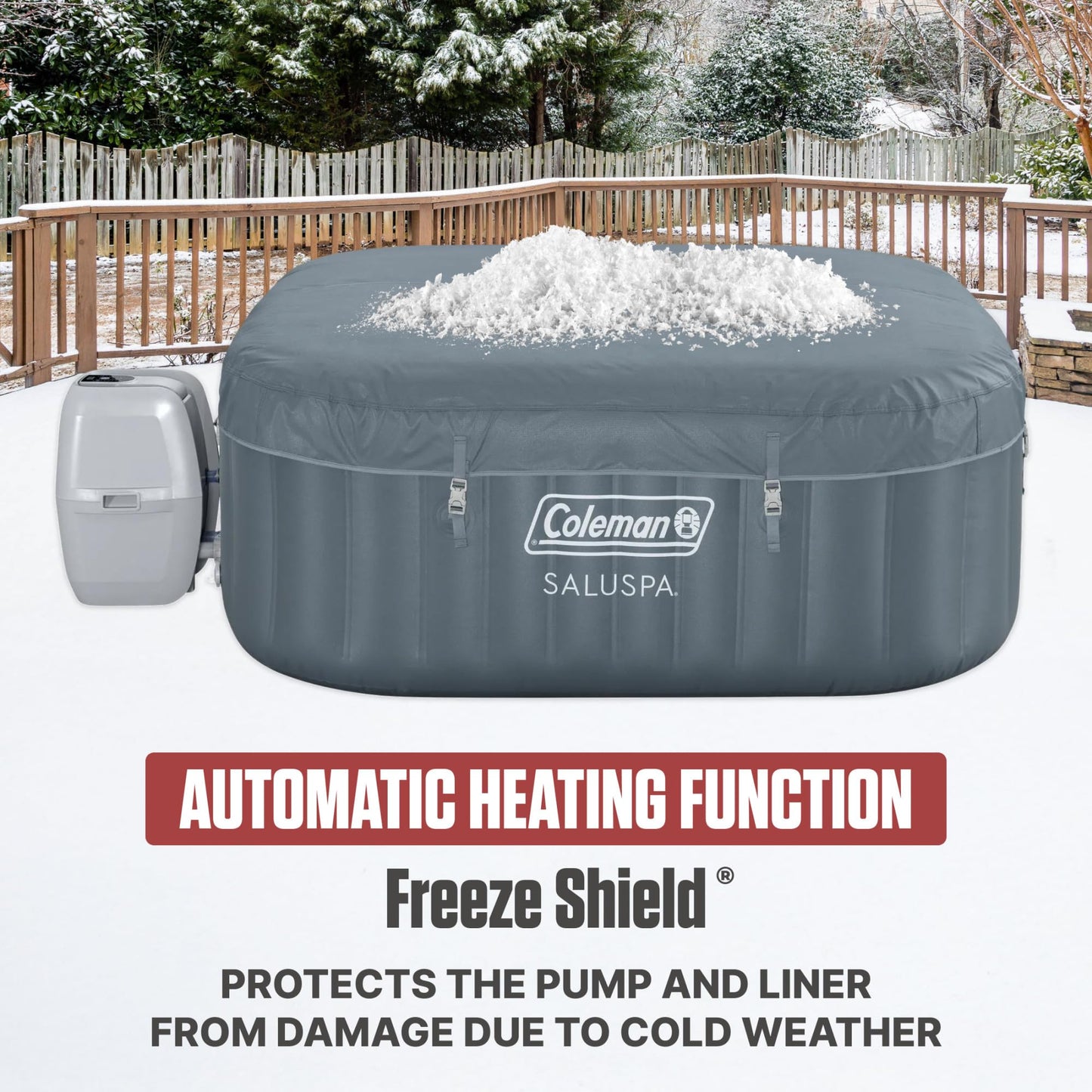Coleman Hawaii 4–6 Person Inflatable Hot Tub, Square Portable Spa, 140 AirJets, Energy Efficient, 71" x 28"
