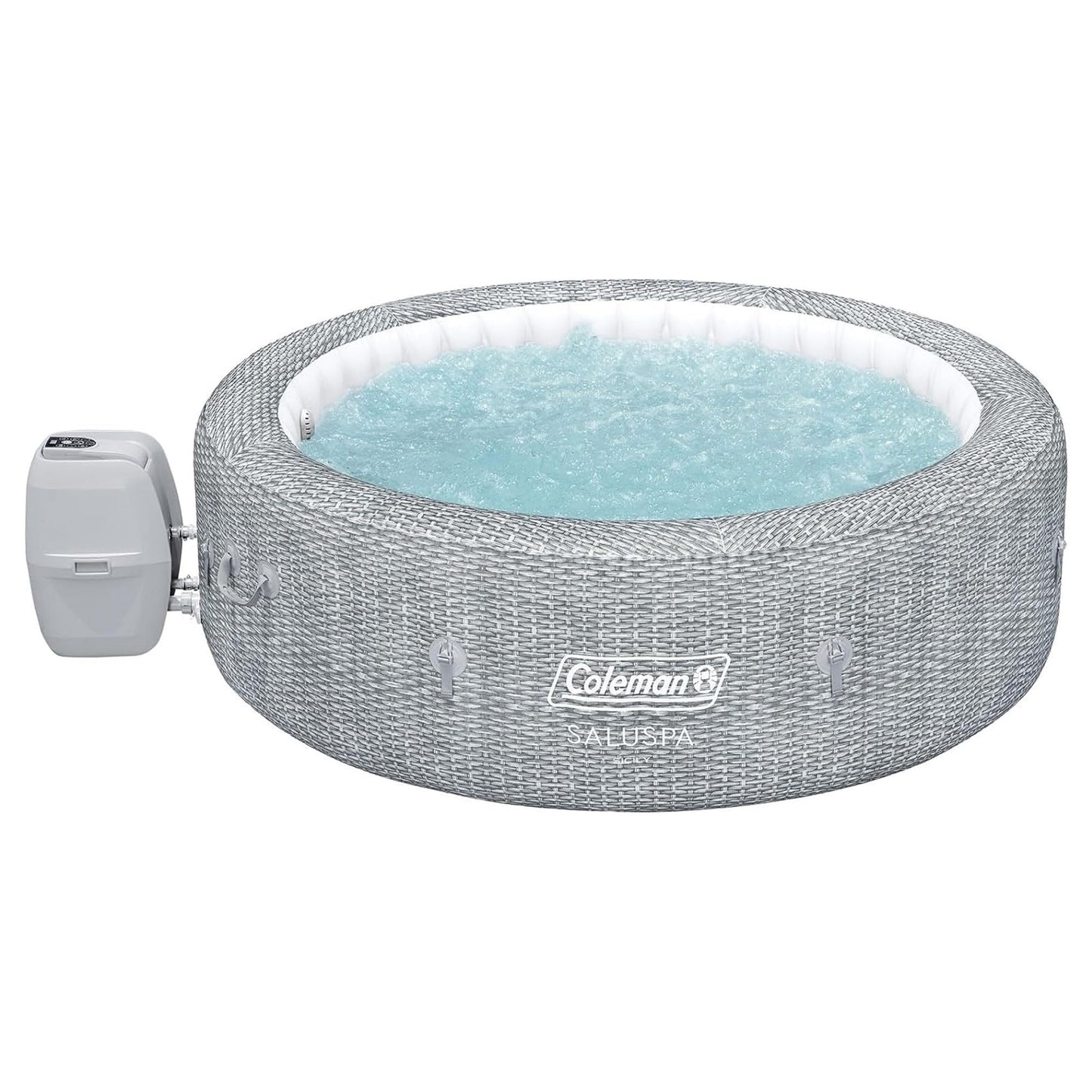 Coleman Sicily AirJet 5–7 Person Inflatable Hot Tub, Large Round Spa, 180 AirJets, EnergySense Cover