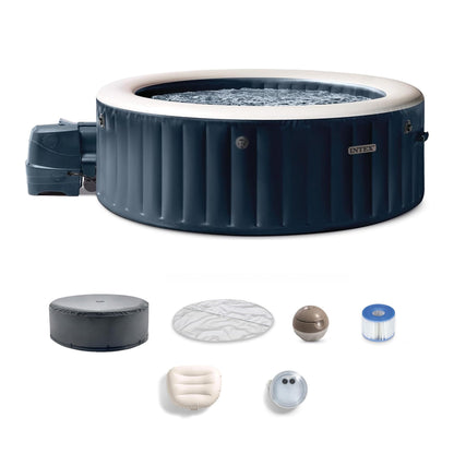 INTEX PureSpa Plus 6 Person Round Inflatable Hot Tub, Bubble Massage Spa Set, Energy Efficient & Saltwater Compatible, 85" x 28"