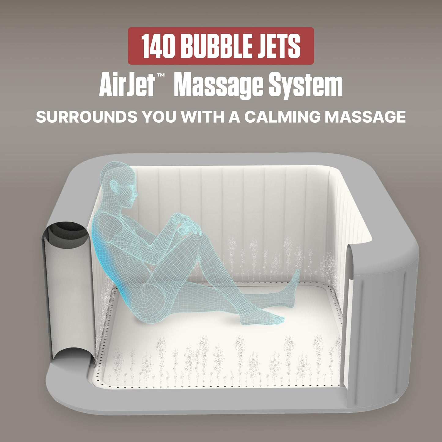 Coleman Hawaii 4–6 Person Inflatable Hot Tub, Square Portable Spa, 140 AirJets, Energy Efficient, 71" x 28"