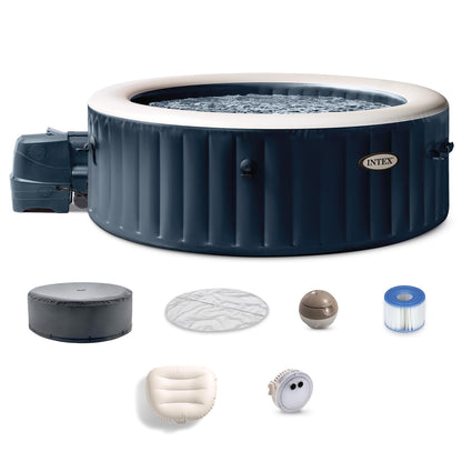 INTEX PureSpa Plus 6 Person Inflatable Hot Tub, Energy Efficient Cover, LED Light, Bubble Massage Spa, 85" x 28"