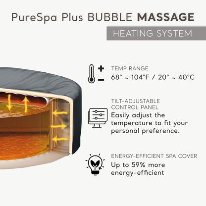 INTEX PureSpa Plus 6 Person Inflatable Hot Tub, Energy Efficient Cover, LED Light, Bubble Massage Spa, 85" x 28"