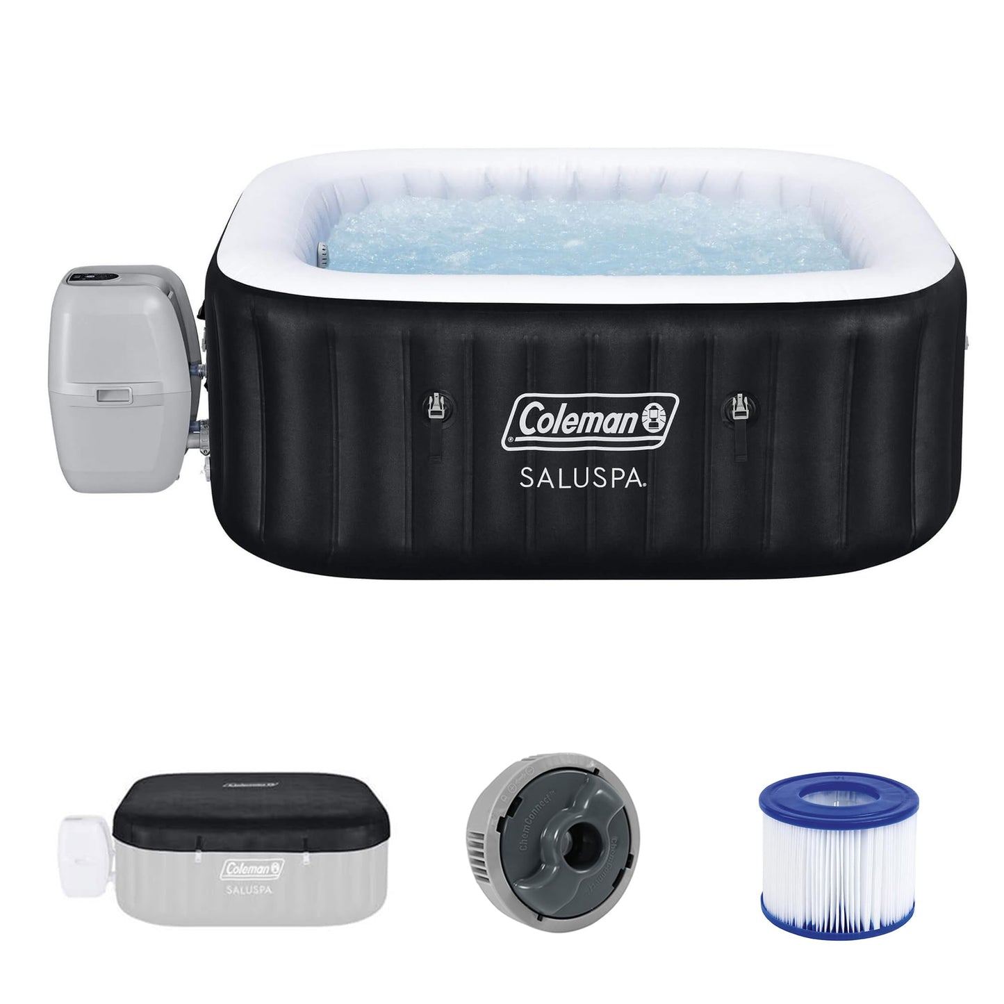 Coleman Hawaii 4–6 Person Inflatable Hot Tub, Square Portable Spa, 140 AirJets, Energy Efficient, 71" x 28"