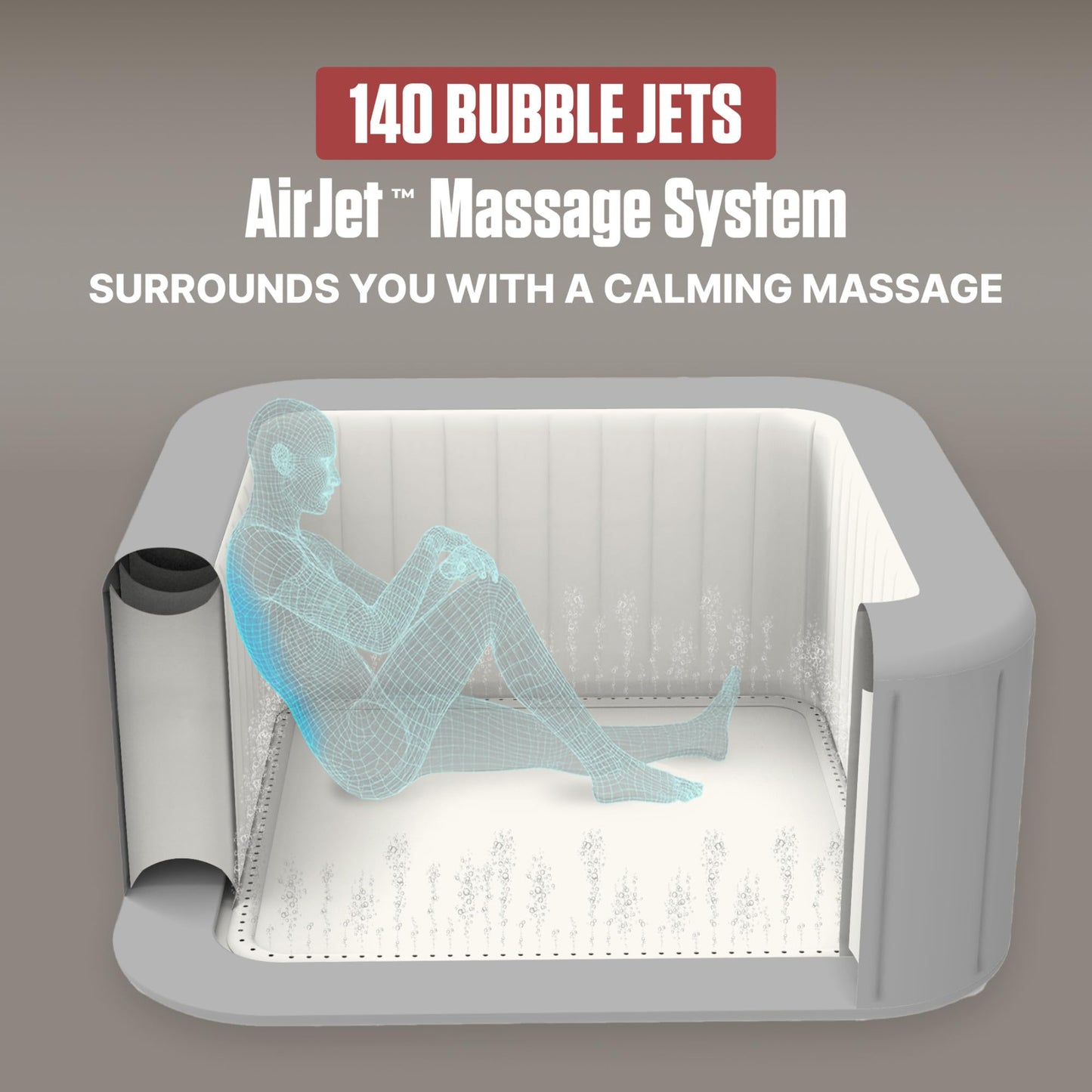 Coleman Hawaii 4–6 Person Inflatable Hot Tub, Square Portable Spa, 140 AirJets, Energy Efficient, 71" x 28"