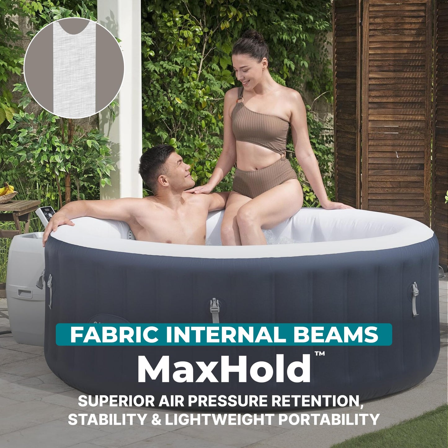 Bestway SaluSpa Miami 2–4 Person Inflatable Hot Tub, Round Portable Spa, 120 AirJets, Energy Efficient, 71" x 26"
