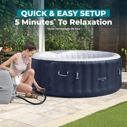 Bestway SaluSpa Miami 2–4 Person Inflatable Hot Tub, Round Portable Spa, 120 AirJets, Energy Efficient, 71" x 26"