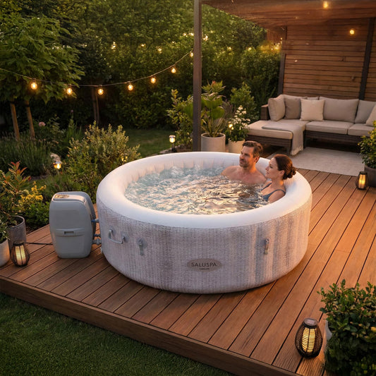 Bestway SaluSpa Cancun 2–4 Person Inflatable Hot Tub, Round Portable Spa, 120 AirJets, 71" x 26"