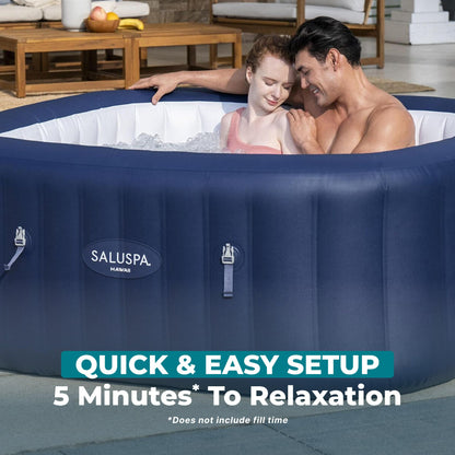 Bestway SaluSpa Hawaii 4–6 Person Inflatable Hot Tub, Square Portable Spa, 140 AirJets, Energy Efficient, 71" x 28"