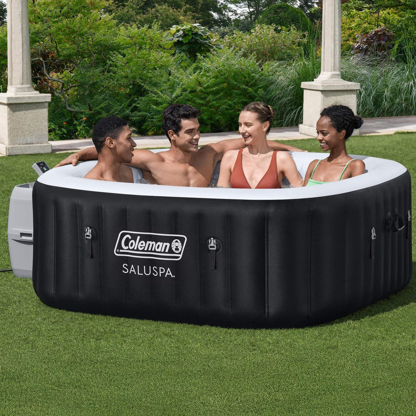 Coleman Hawaii 4–6 Person Inflatable Hot Tub, Square Portable Spa, 140 AirJets, Energy Efficient, 71" x 28"
